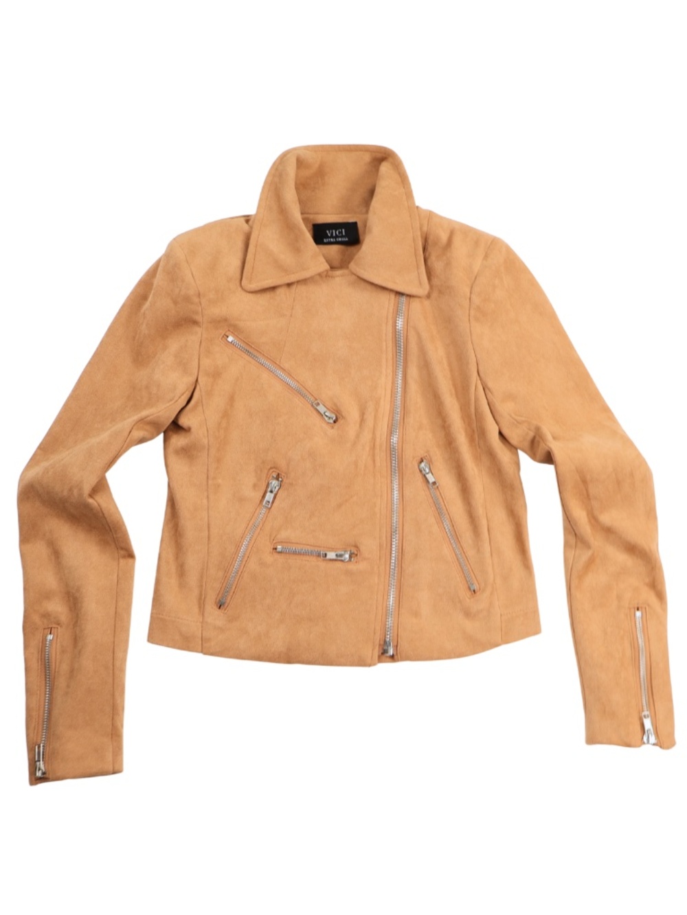 VICI Camel Faux Suede Moto Jacket XS | Piper May Co.